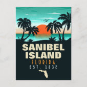 Sanibel Island Florida Retro Sunset Souvenirs Postkarte (Vorderseite)