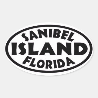 Sanibel Island Florida Schwarz-weiß ovale Aufklebe Ovaler Aufkleber