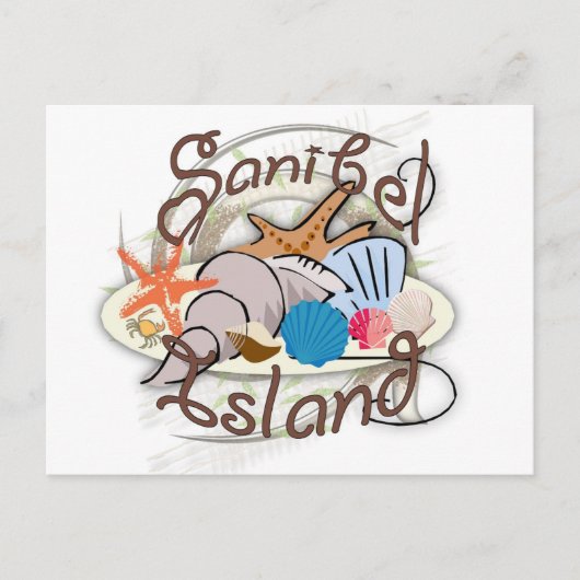 Sanibel Island Florida seashell design Postkarte (Vorderseite)