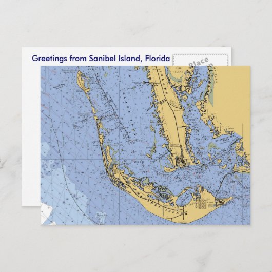 Sanibel Island Florida Seekarte Postkarte (Vorne/Hinten)