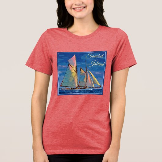 Sanibel Island Florida Segelschiff Urlaub Tri-Blend Shirt (Vorderseite)