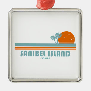 Sanibel Island Florida Sun Palm Trees Ornament Aus Metall