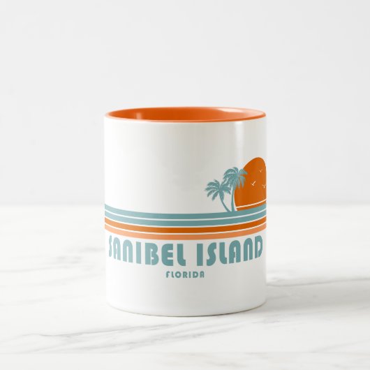 Sanibel Island Florida Sun Palm Trees Zweifarbige Tasse (Mittel)