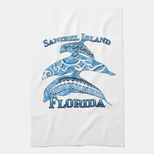 Sanibel Island Florida Vacation Tribal Delphine Geschirrtuch