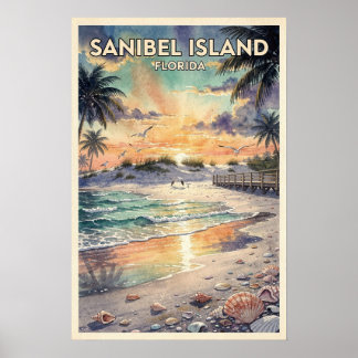 Sanibel Island Florida Vintage Reise Poster