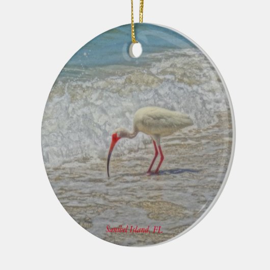Sanibel Island Florida White Ibis Tropical Bird Keramik Ornament (Links)