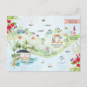 Sanibel Island Hochzeit in Urlaubsort Fahrplan Postkarte