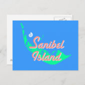 Sanibel Island Kontur Design Postkarte (Vorne/Hinten)