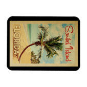 Sanibel Island Magnet Palm Tree Vintage Travel (Horizontal)