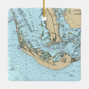 Sanibel Island Nautical Chart Keramikornament