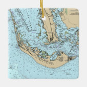 Sanibel Island Nautical Chart Keramikornament (Vorderseite)