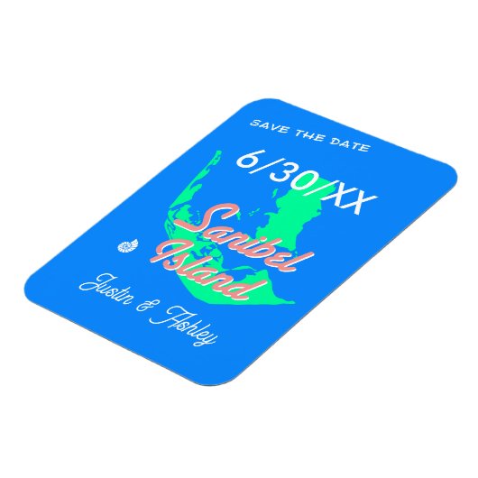 Sanibel Island Save the Date Hochzeit am Strand Magnet (Linke Seite)