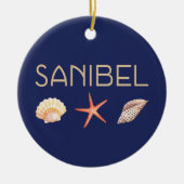 Sanibel Island Seashells auf Blue Keramik Ornament (Vorne)