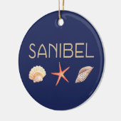 Sanibel Island Seashells auf Blue Keramik Ornament (Links)