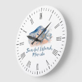 Sanibel Island Seashells Große Wanduhr (Winkel)