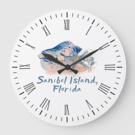 Sanibel Island Seashells  Große Wanduhr