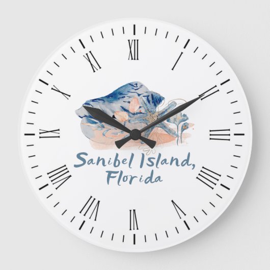 Sanibel Island Seashells Große Wanduhr (Vorderseite)