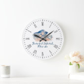 Sanibel Island Seashells Große Wanduhr (Zuhause)