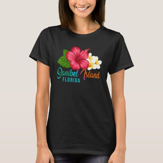Sanibel Island Vacation Florida Tropical Hibiscus T-Shirt (Vorderseite)