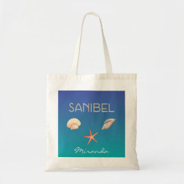 Sanibel mit Seashells und individuellem Namen Tragetasche
