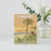 Sanibel Vintage Strandszene Postkarte (Stehend Vorderseite)