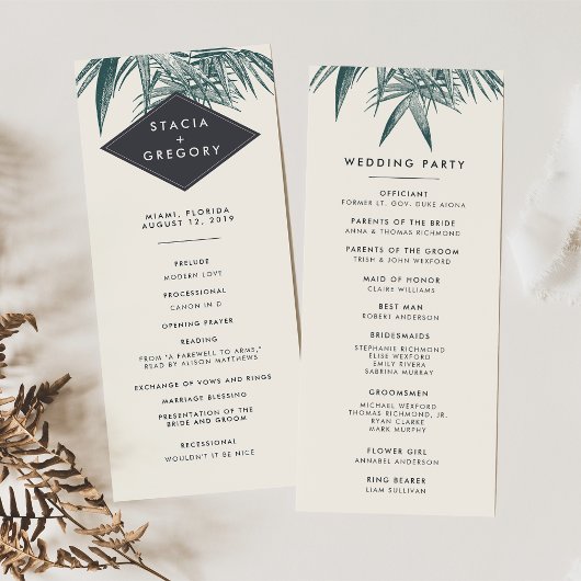 Sanibel | Vintage-tropisches Hochzeitsprogramm Programm