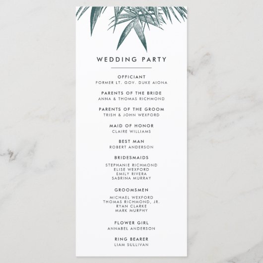 Sanibel Wedding Zeremony Program Programm (Rückseite)