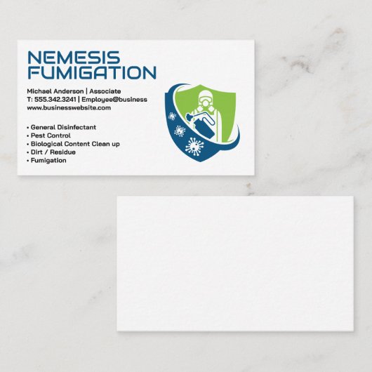 Sanierung | Fumigation sauberer Anzug Visitenkarte (Vorne/Hinten)