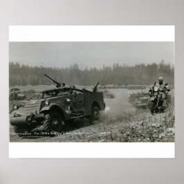 Sanierungsfahrzeug und Motorrad Poster