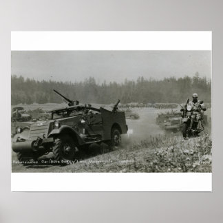 Sanierungsfahrzeug und Motorrad Poster