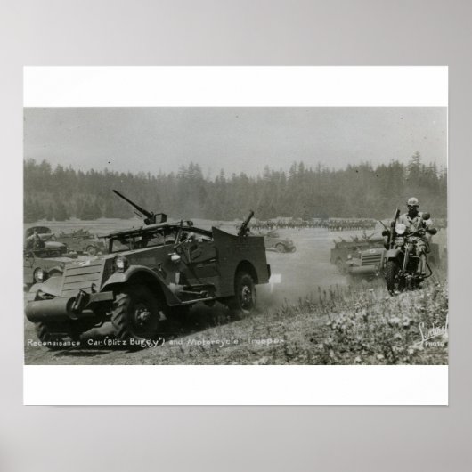 Sanierungsfahrzeug und Motorrad Poster (Vorne)