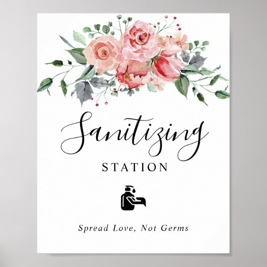 Sanierungsstation Blush Pink Floral Wedding Poster (Vorne)