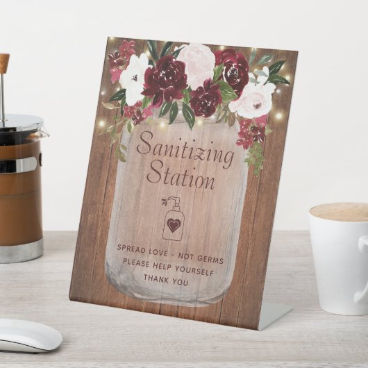 Sanierungsstation Burgundy Blush Rustikale Blume Sockelschild (In SItu)