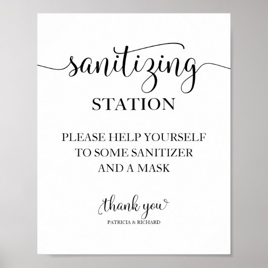 Sanierungsstation Chic Calligraphy Wedding Sign Poster (Vorne)