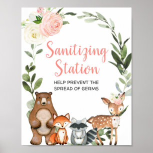 Sanitäranlage Rosa Blumenwalddusche Poster