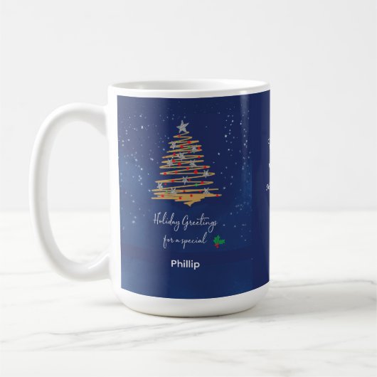 Sanitärarbeiter dank Holiday Weihnachtsbaum Kaffeetasse (Links)