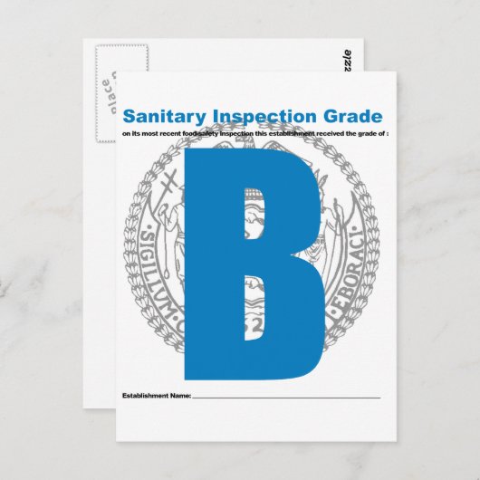 Sanitäre Inspektionsstufe Postkarte (Vorne/Hinten)