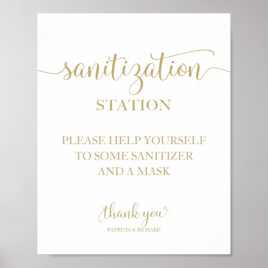 Sanitärstation Chic Calligraphy Wedding Sign Poster (Vorne)