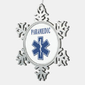 Sanitäter-blauer Stern des Lebens Schneeflocken Zinn-Ornament (Rechts)