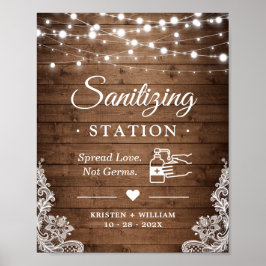 Sanitisierstation Signieren Rustikales Holz Twinkl Poster