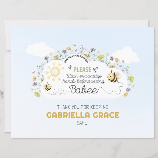 Sanitization Station Bee Theme Sign (Vorderseite)