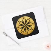Sanja Matsuri Komagata mon Schwarze Imitate Gold Quadratischer Aufkleber (Umschlag)