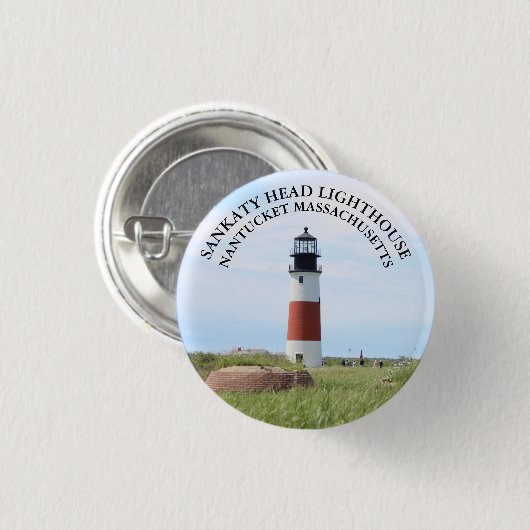 Sankaty Head Lighthouse, Nantucket MA Button (Vorne & Hinten)