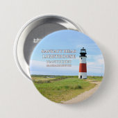 Sankaty Head Lighthouse, Nantucket MA Button Butto (Vorne & Hinten)