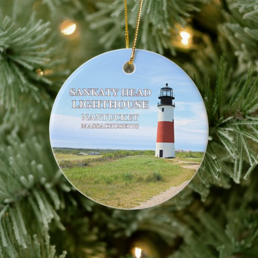 Sankaty Head Lighthouse, Nantucket MA Keramik Ornament (Baum)