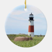 Sankaty Head Lighthouse, Nantucket MA Keramik Ornament (Hinten)