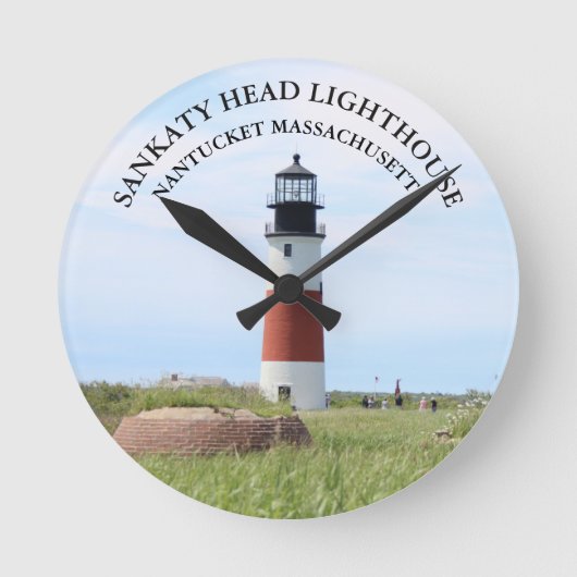 Sankaty Head Lighthouse, Nantucket MA Wall Clock Runde Wanduhr (Vorderseite)