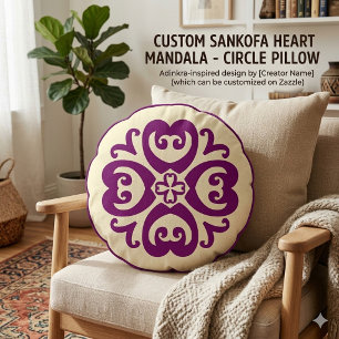 Sankofa Adinkra Mandala - Afrikanisches Erbe Rundes Kissen