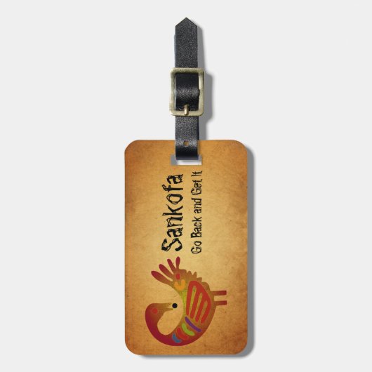 Sankofa Gepäckanhänger ~ Pergament (Vorderseite vertikal)