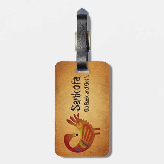 Sankofa Gepäckanhänger ~ Pergament (Rückseite vertikal)